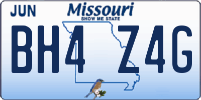 MO license plate BH4Z4G