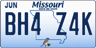 MO license plate BH4Z4K