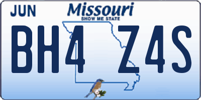 MO license plate BH4Z4S