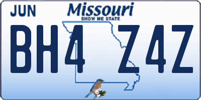 MO license plate BH4Z4Z