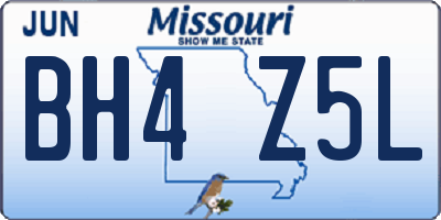 MO license plate BH4Z5L