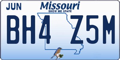 MO license plate BH4Z5M