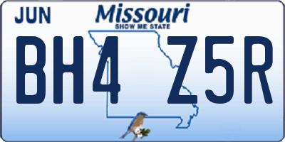 MO license plate BH4Z5R