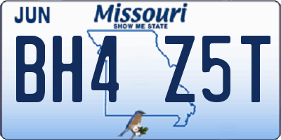 MO license plate BH4Z5T