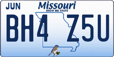 MO license plate BH4Z5U
