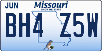 MO license plate BH4Z5W