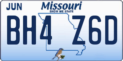 MO license plate BH4Z6D