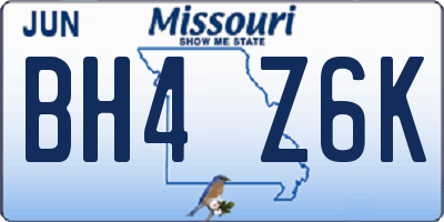 MO license plate BH4Z6K