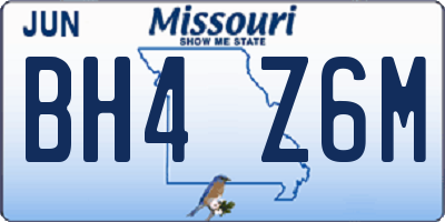 MO license plate BH4Z6M