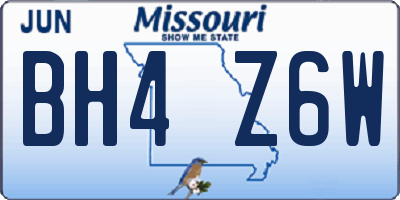 MO license plate BH4Z6W