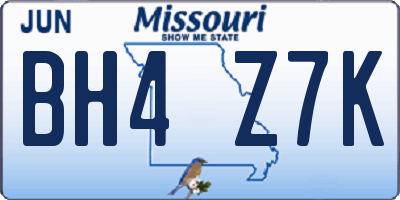 MO license plate BH4Z7K