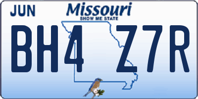 MO license plate BH4Z7R