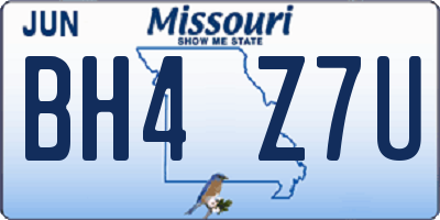 MO license plate BH4Z7U