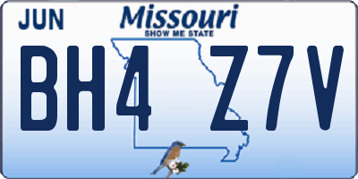 MO license plate BH4Z7V