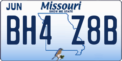 MO license plate BH4Z8B