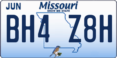 MO license plate BH4Z8H