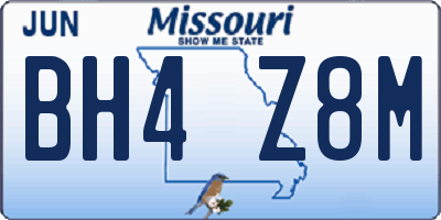 MO license plate BH4Z8M