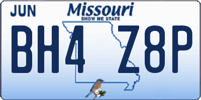 MO license plate BH4Z8P