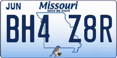 MO license plate BH4Z8R