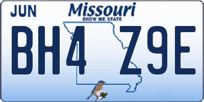 MO license plate BH4Z9E