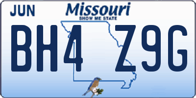 MO license plate BH4Z9G