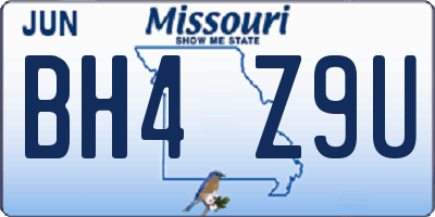 MO license plate BH4Z9U