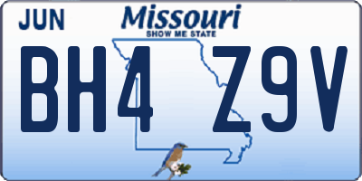 MO license plate BH4Z9V