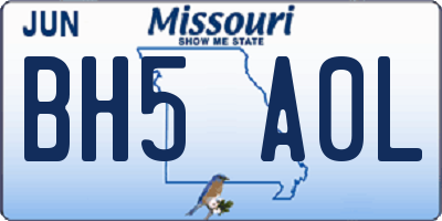 MO license plate BH5A0L