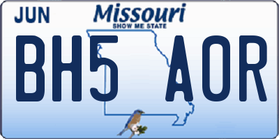 MO license plate BH5A0R