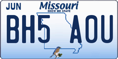 MO license plate BH5A0U