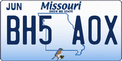 MO license plate BH5A0X