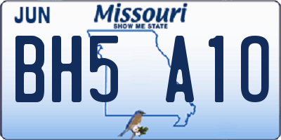 MO license plate BH5A1O
