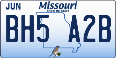 MO license plate BH5A2B
