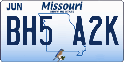 MO license plate BH5A2K