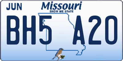 MO license plate BH5A2O