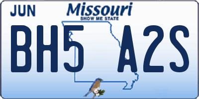 MO license plate BH5A2S