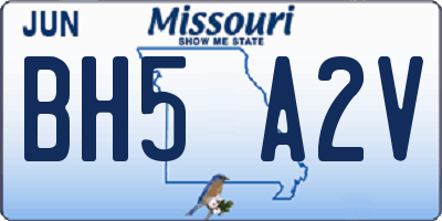 MO license plate BH5A2V