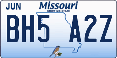 MO license plate BH5A2Z