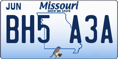 MO license plate BH5A3A
