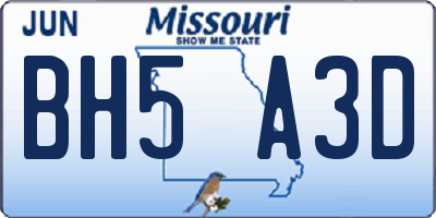MO license plate BH5A3D