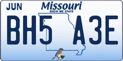 MO license plate BH5A3E
