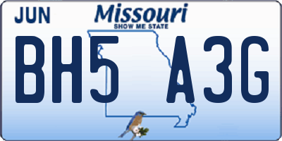MO license plate BH5A3G