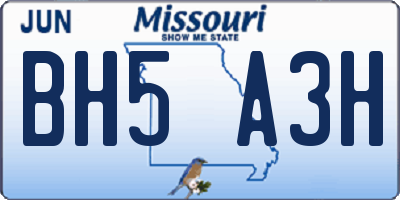 MO license plate BH5A3H