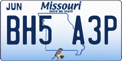 MO license plate BH5A3P