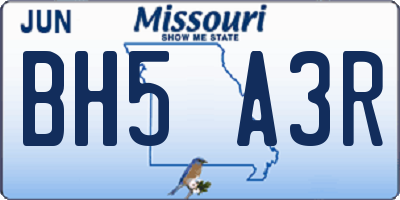 MO license plate BH5A3R