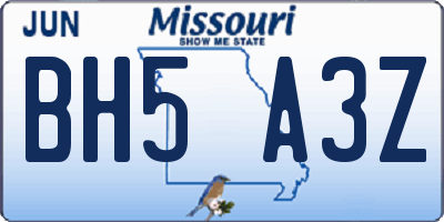 MO license plate BH5A3Z