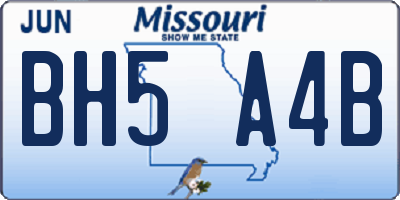 MO license plate BH5A4B