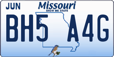 MO license plate BH5A4G