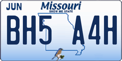 MO license plate BH5A4H