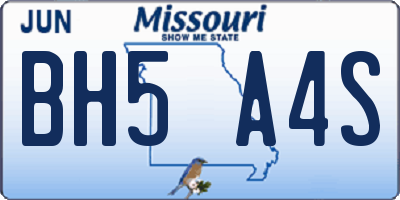 MO license plate BH5A4S
